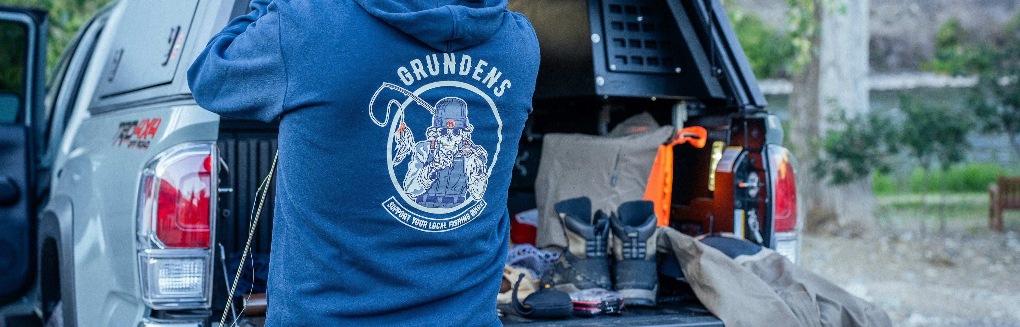 Displacement DWR Hoodie Support Local Fishing Guides